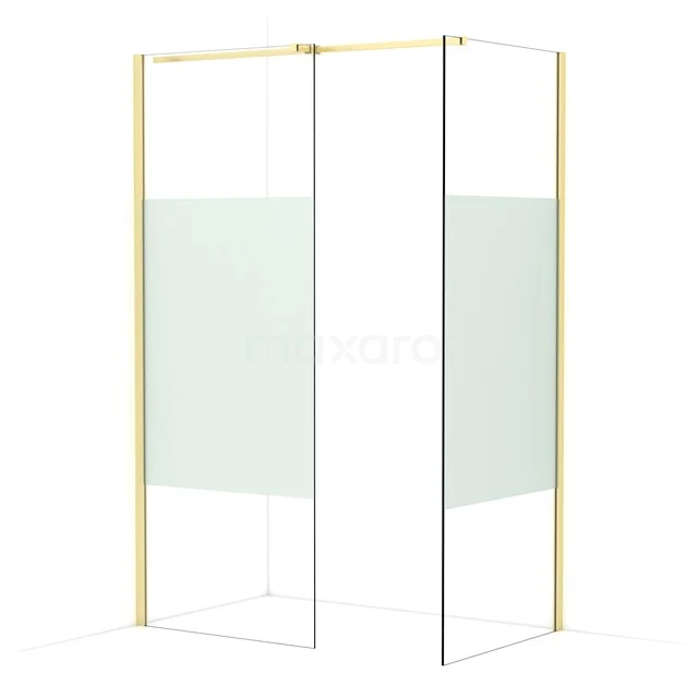 Diamond Walk-in shower | 80x80 cm Light gold Clear with matt strip 2 fixed walls IDB0808313LG
