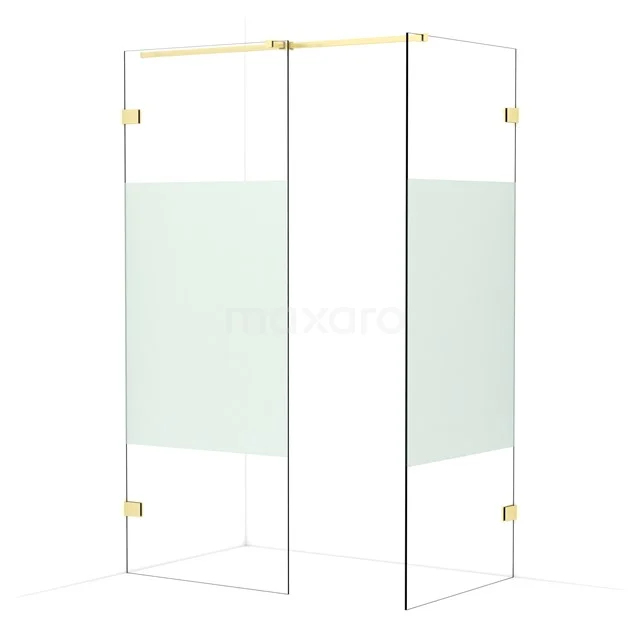 Diamond Walk-in shower | 80x80 cm Light gold Clear with matt strip 2 fixed walls IDB0808323LG