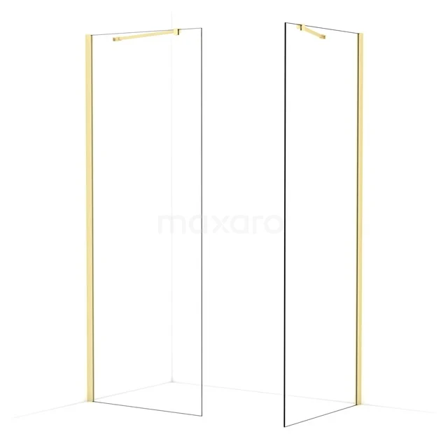 Diamond Walk-in shower | 80x80 cm Light gold Clear glass 2 fixed walls IDB0808410LG