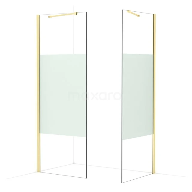 Diamond Walk-in shower | 80x80 cm Light gold Clear with matt strip 2 fixed walls IDB0808413LG