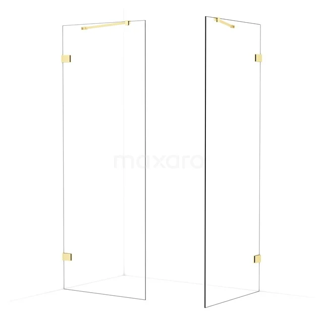Diamond Walk-in shower | 80x80 cm Light gold Clear glass 2 fixed walls IDB0808420LG