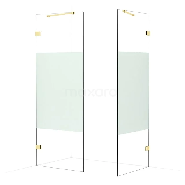 Diamond Walk-in shower | 80x80 cm Light gold Clear with matt strip 2 fixed walls IDB0808423LG