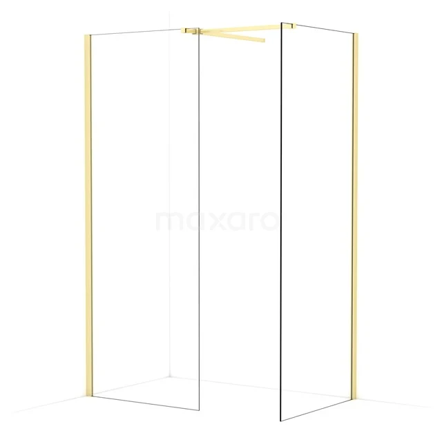 Diamond Walk-in shower | 80x80 cm Light gold Clear glass 2 fixed walls IDB0808510LG