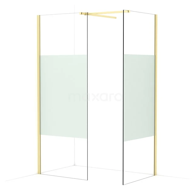Diamond Walk-in shower | 80x80 cm Light gold Clear with matt strip 2 fixed walls IDB0808513LG