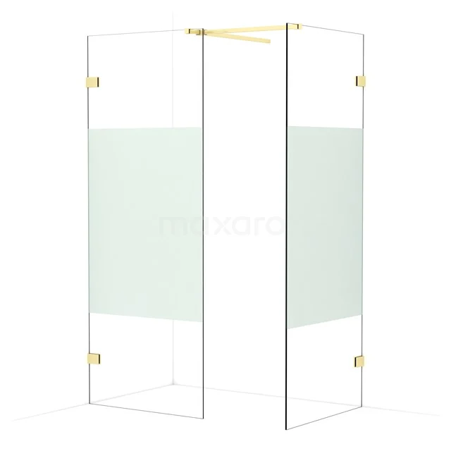 Diamond Walk-in shower | 80x80 cm Light gold Clear with matt strip 2 fixed walls IDB0808523LG