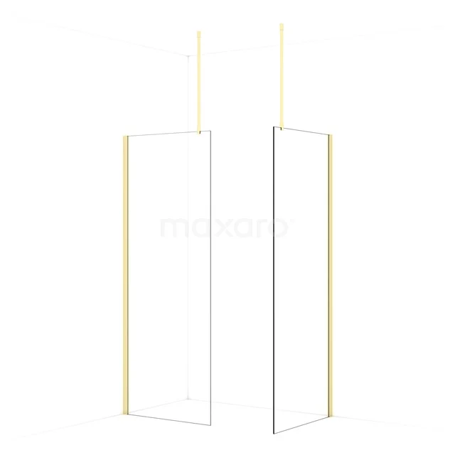 Diamond Walk-in shower | 80x80 cm Light gold Clear glass 2 fixed walls IDB0808910LG