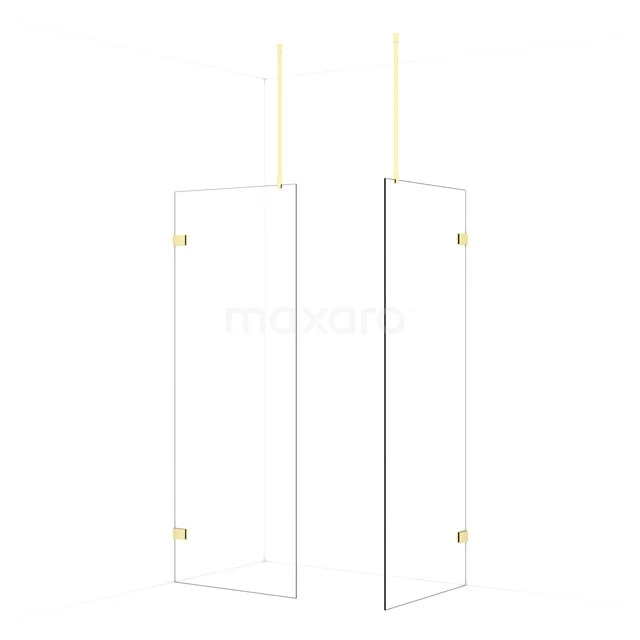 Diamond Walk-in shower | 80x80 cm Light gold Clear glass 2 fixed walls IDB0808920LG