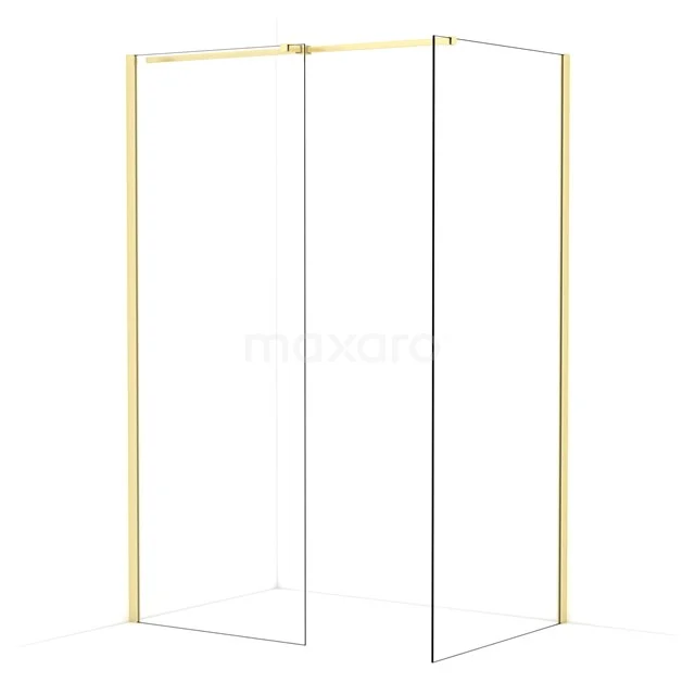 Diamond Walk-in shower | 90x80 cm Light gold Clear glass 2 fixed walls IDB0809310LG