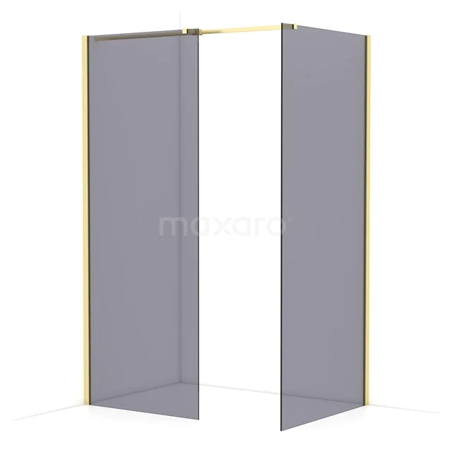 Diamond Walk-in shower | 90x80 cm Light gold Smoke glass 2 fixed walls IDB0809311LG