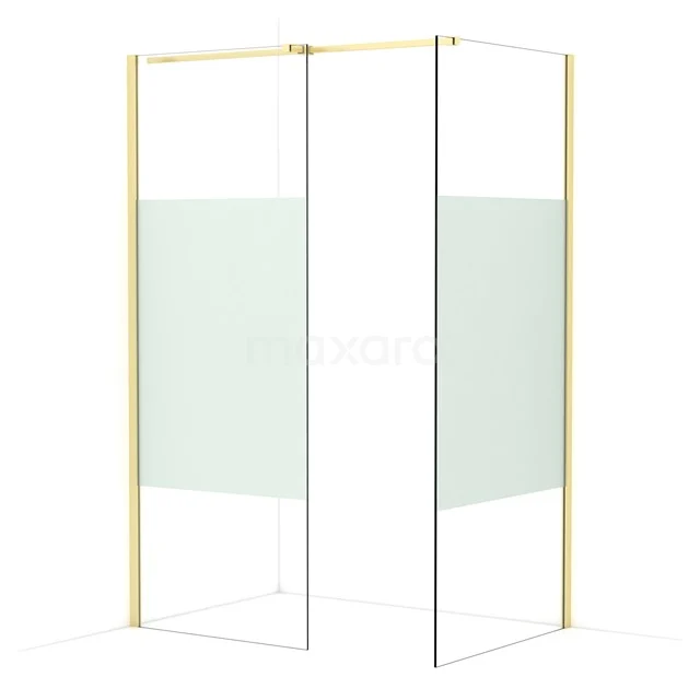 Diamond Walk-in shower | 90x80 cm Light gold Clear with matt strip 2 fixed walls IDB0809313LG