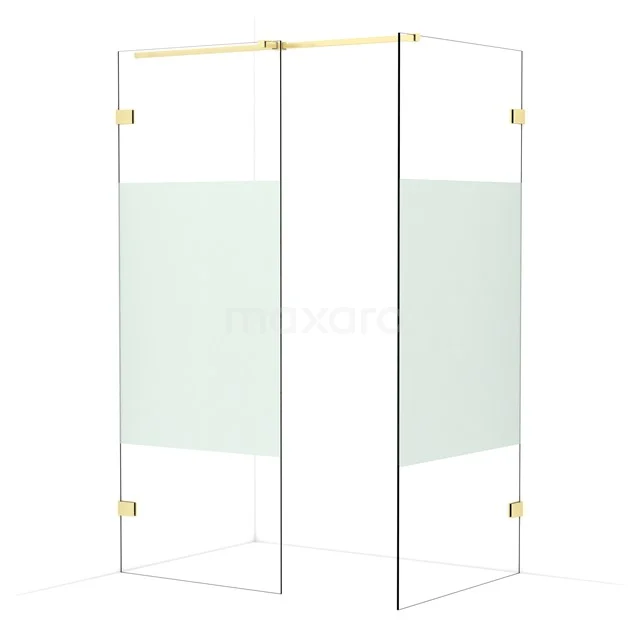 Diamond Walk-in shower | 90x80 cm Light gold Clear with matt strip 2 fixed walls IDB0809323LG