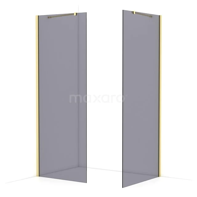 Diamond Walk-in shower | 90x80 cm Light gold Smoke glass 2 fixed walls IDB0809411LG