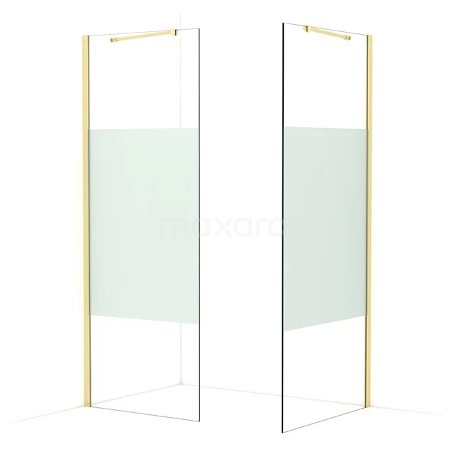 Diamond Walk-in shower | 90x80 cm Light gold Clear with matt strip 2 fixed walls IDB0809413LG