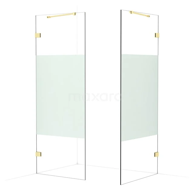Diamond Walk-in shower | 90x80 cm Light gold Clear with matt strip 2 fixed walls IDB0809423LG