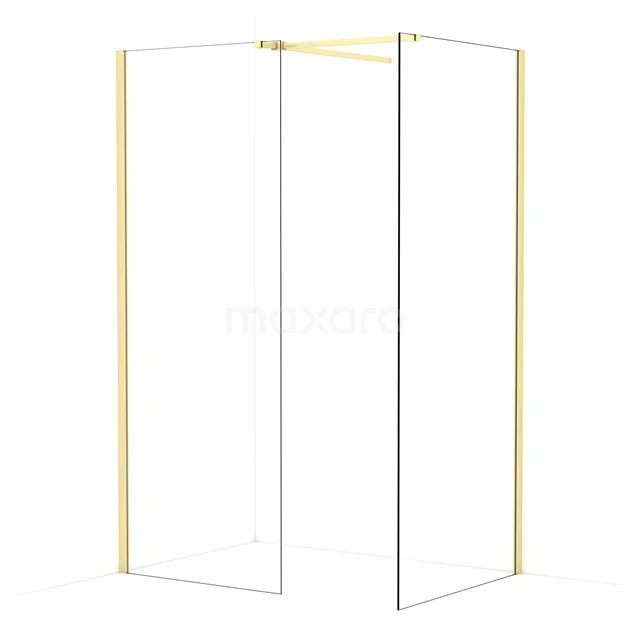 Diamond Walk-in shower | 90x80 cm Light gold Clear glass 2 fixed walls IDB0809510LG