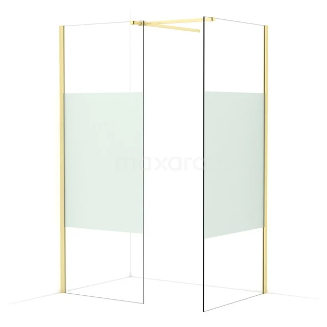 Diamond Walk-in shower | 90x80 cm Light gold Clear with matt strip 2 fixed walls IDB0809513LG