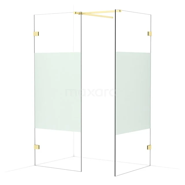 Diamond Walk-in shower | 90x80 cm Light gold Clear with matt strip 2 fixed walls IDB0809523LG