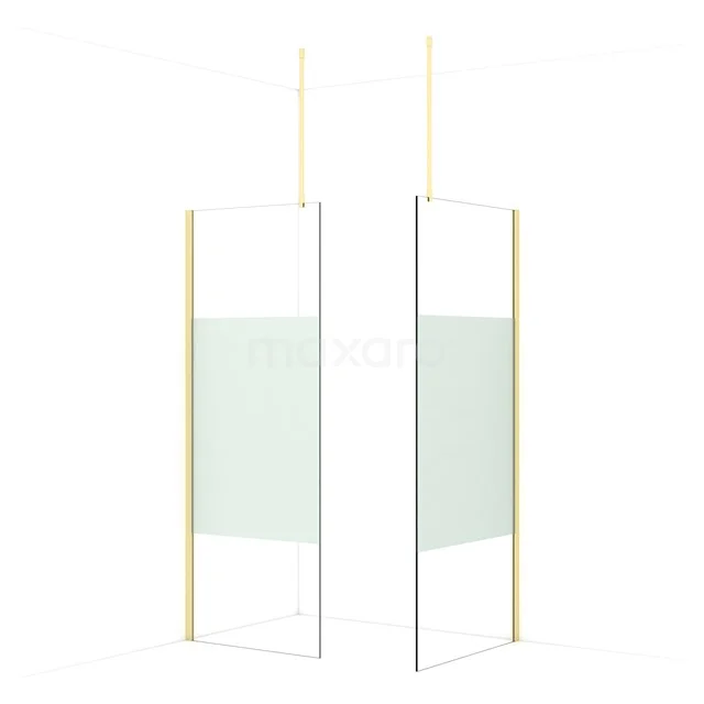 Diamond Walk-in shower | 90x80 cm Light gold Clear with matt strip 2 fixed walls IDB0809913LG