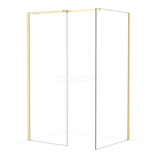 Diamond Walk-in shower | 100x80 cm Light gold Clear glass 2 fixed walls IDB0810310LG