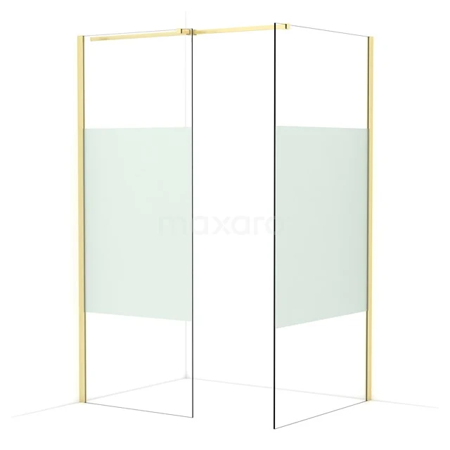 Diamond Walk-in shower | 100x80 cm Light gold Clear with matt strip 2 fixed walls IDB0810313LG