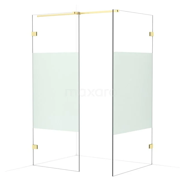 Diamond Walk-in shower | 100x80 cm Light gold Clear with matt strip 2 fixed walls IDB0810323LG