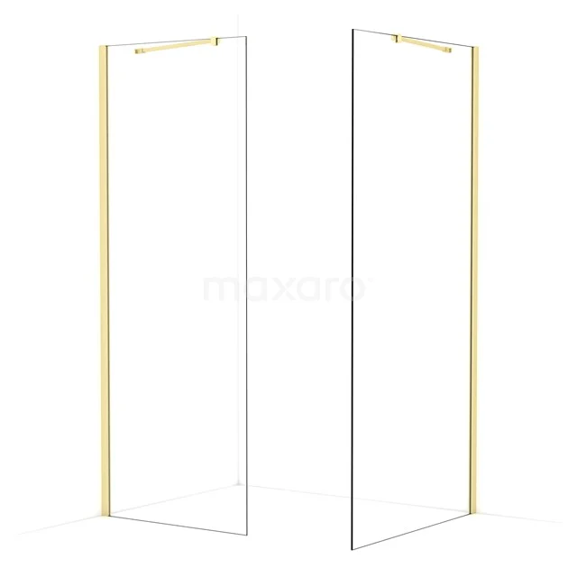 Diamond Walk-in shower | 100x80 cm Light gold Clear glass 2 fixed walls IDB0810410LG