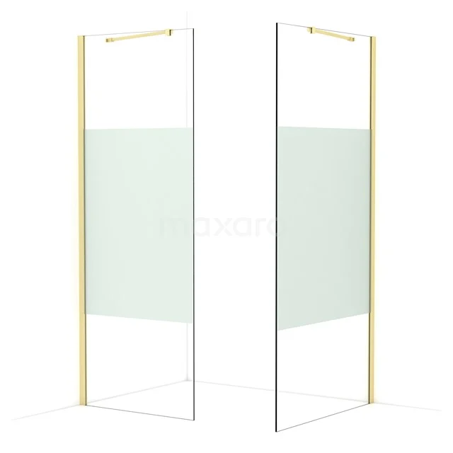 Diamond Walk-in shower | 100x80 cm Light gold Clear with matt strip 2 fixed walls IDB0810413LG