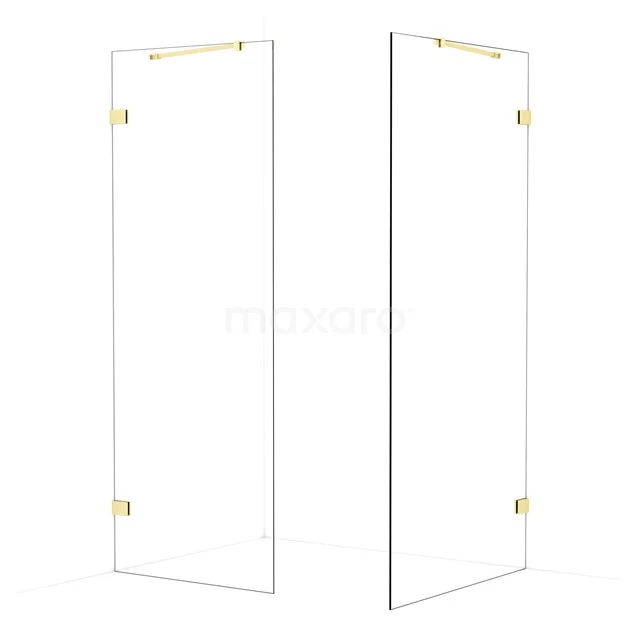 Diamond Walk-in shower | 100x80 cm Light gold Clear glass 2 fixed walls IDB0810420LG