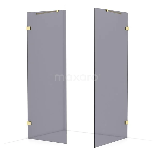 Diamond Walk-in shower | 100x80 cm Light gold Smoke glass 2 fixed walls IDB0810421LG