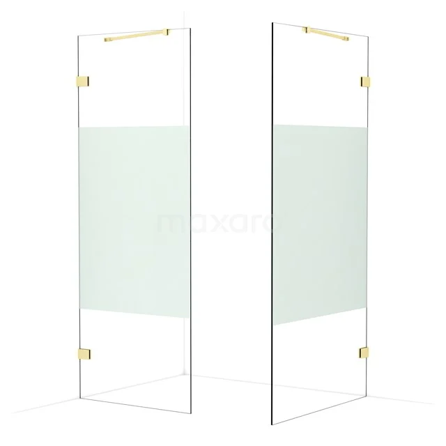 Diamond Walk-in shower | 100x80 cm Light gold Clear with matt strip 2 fixed walls IDB0810423LG