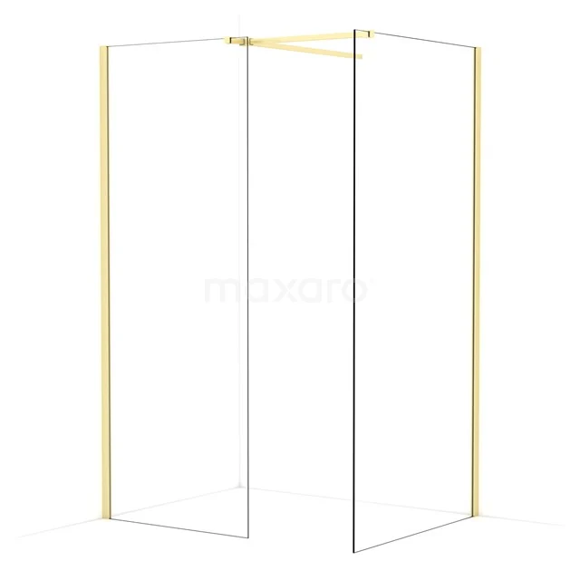 Diamond Walk-in shower | 100x80 cm Light gold Clear glass 2 fixed walls IDB0810510LG