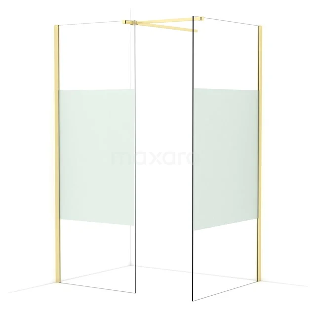 Diamond Walk-in shower | 100x80 cm Light gold Clear with matt strip 2 fixed walls IDB0810513LG