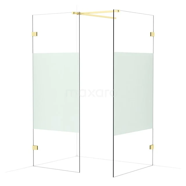 Diamond Walk-in shower | 100x80 cm Light gold Clear with matt strip 2 fixed walls IDB0810523LG