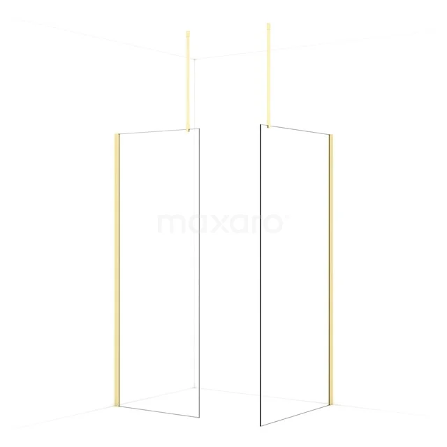 Diamond Walk-in shower | 100x80 cm Light gold Clear glass 2 fixed walls IDB0810910LG
