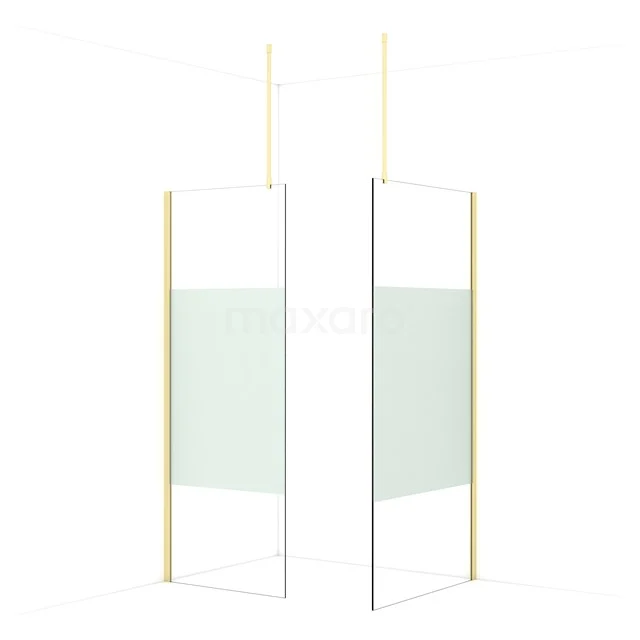 Diamond Walk-in shower | 100x80 cm Light gold Clear with matt strip 2 fixed walls IDB0810913LG
