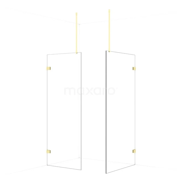 Diamond Walk-in shower | 100x80 cm Light gold Clear glass 2 fixed walls IDB0810920LG