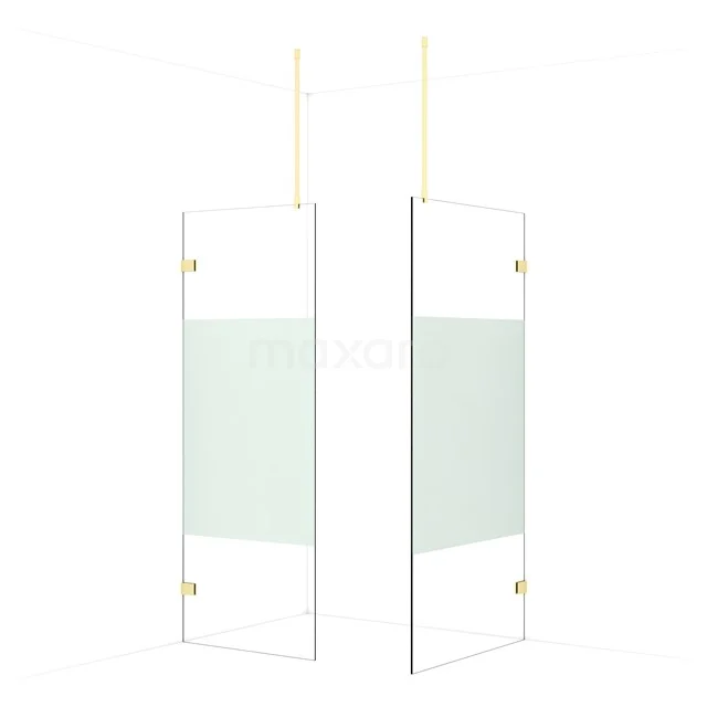 Diamond Walk-in shower | 100x80 cm Light gold Clear with matt strip 2 fixed walls IDB0810923LG