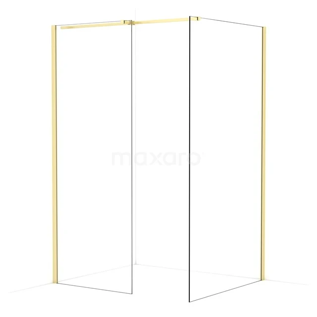 Diamond Walk-in shower | 110x80 cm Light gold Clear glass 2 fixed walls IDB0811310LG