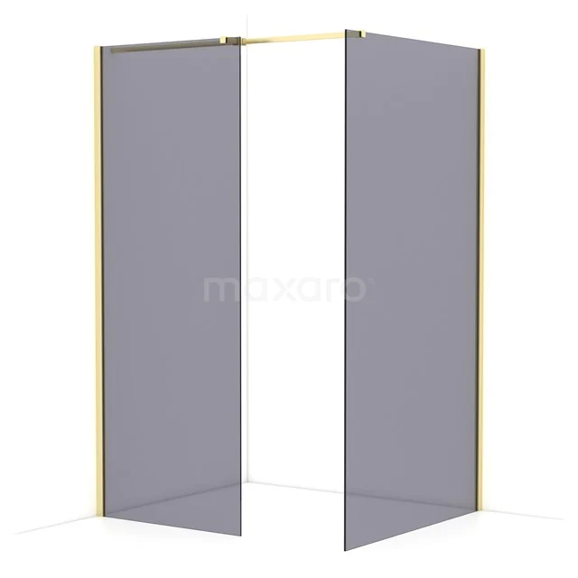 Diamond Walk-in shower | 110x80 cm Light gold Smoke glass 2 fixed walls IDB0811311LG