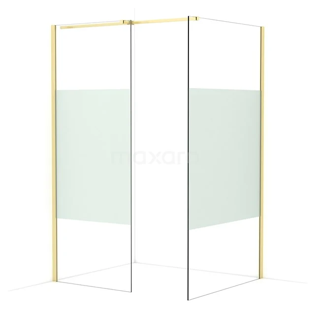Diamond Walk-in shower | 110x80 cm Light gold Clear with matt strip 2 fixed walls IDB0811313LG
