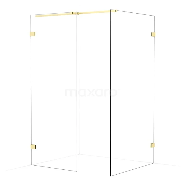 Diamond Walk-in shower | 110x80 cm Light gold Clear glass 2 fixed walls IDB0811320LG