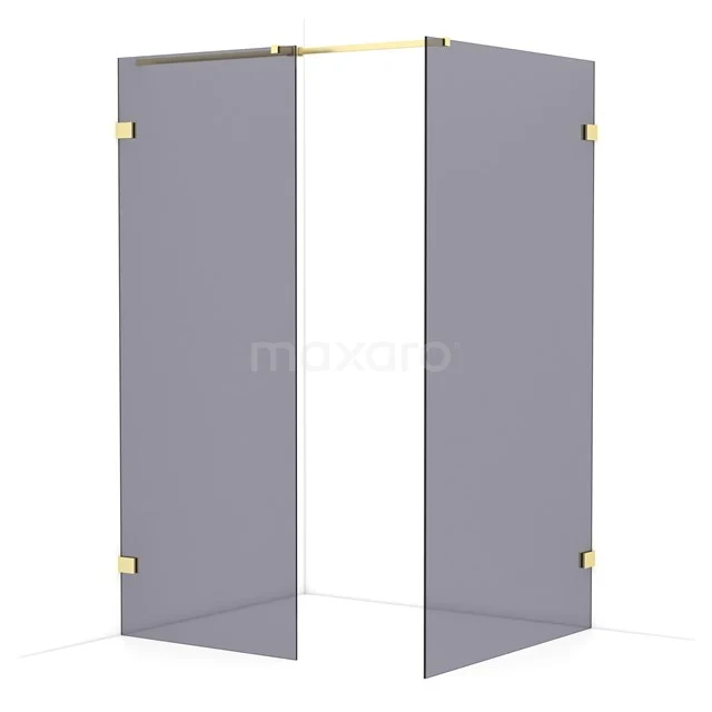 Diamond Walk-in shower | 110x80 cm Light gold Smoke glass 2 fixed walls IDB0811321LG