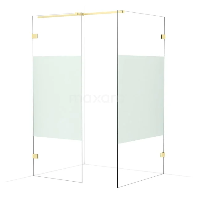 Diamond Walk-in shower | 110x80 cm Light gold Clear with matt strip 2 fixed walls IDB0811323LG