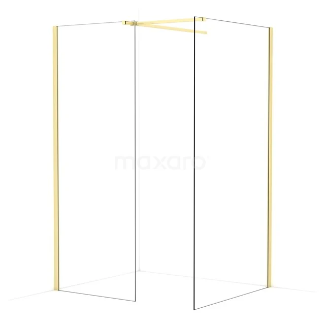 Diamond Walk-in shower | 110x80 cm Light gold Clear glass 2 fixed walls IDB0811510LG