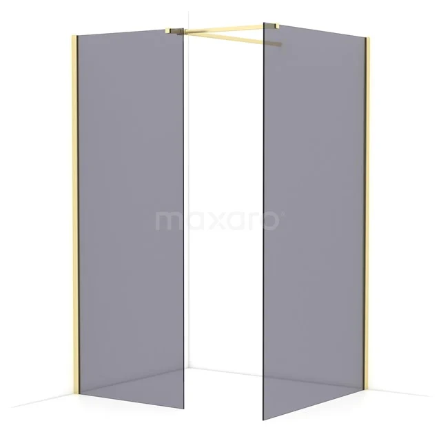Diamond Walk-in shower | 110x80 cm Light gold Smoke glass 2 fixed walls IDB0811511LG