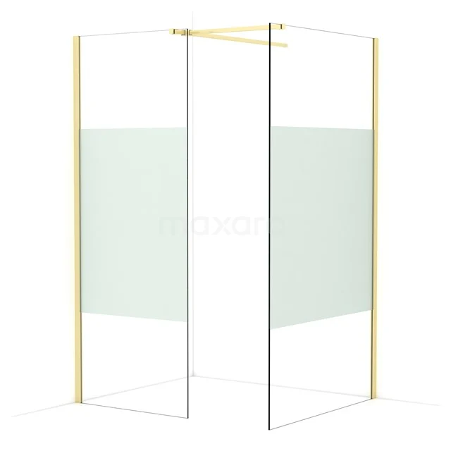 Diamond Walk-in shower | 110x80 cm Light gold Clear with matt strip 2 fixed walls IDB0811513LG