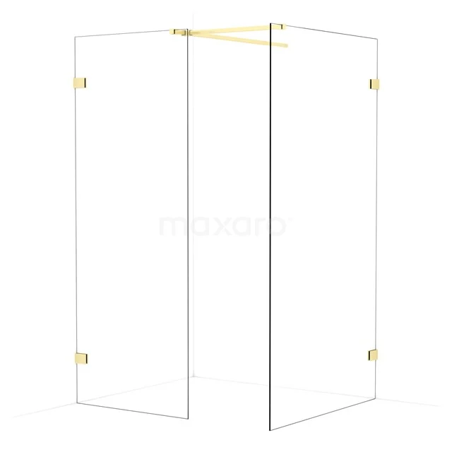Diamond Walk-in shower | 110x80 cm Light gold Clear glass 2 fixed walls IDB0811520LG