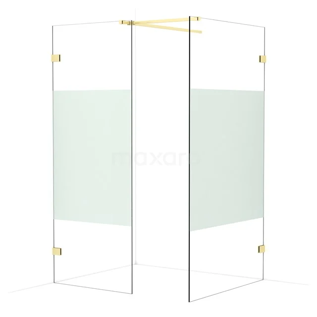 Diamond Walk-in shower | 110x80 cm Light gold Clear with matt strip 2 fixed walls IDB0811523LG