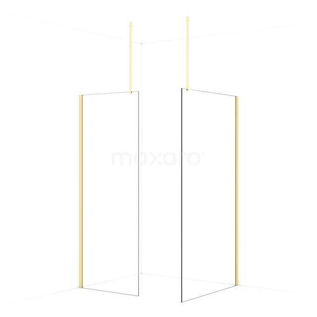 Diamond Walk-in shower | 110x80 cm Light gold Clear glass 2 fixed walls IDB0811910LG
