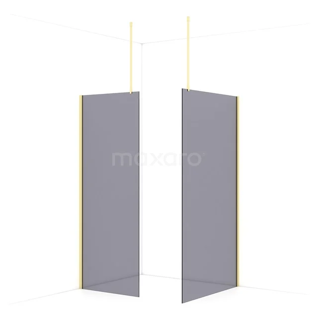 Diamond Walk-in shower | 110x80 cm Light gold Smoke glass 2 fixed walls IDB0811911LG
